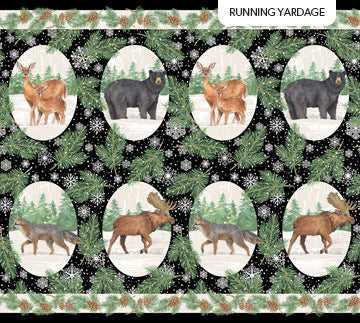 Frosted Forest Panel- Flannel F24300-99  Oval Animals