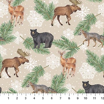 Frosted Forest - Flannel F24301-12 Animal Coordinate Beige Multi