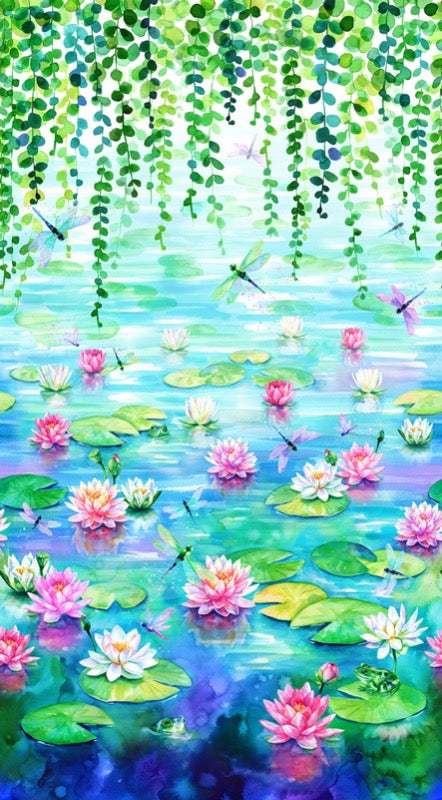Water Lily Ombre Wading with Water Lilies # U5057H-735